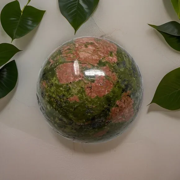 Unikite Sphere Carving Natural Stone Healing Crystal Orange Green 40mm - Picture 2 of 9